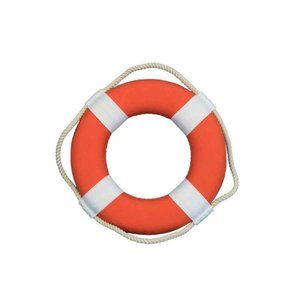 Hampton Nautical Vibrant Orange Decorative Life Ring With White Bands, 10"⭐️